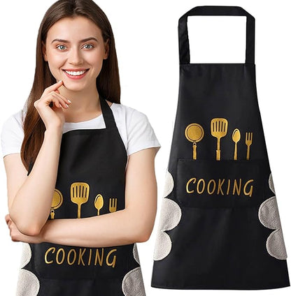 Kitchen Apron - Waterproof with Side Hand Wipes