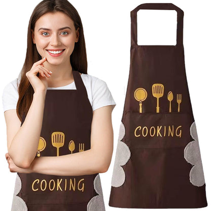 Kitchen Apron - Waterproof with Side Hand Wipes