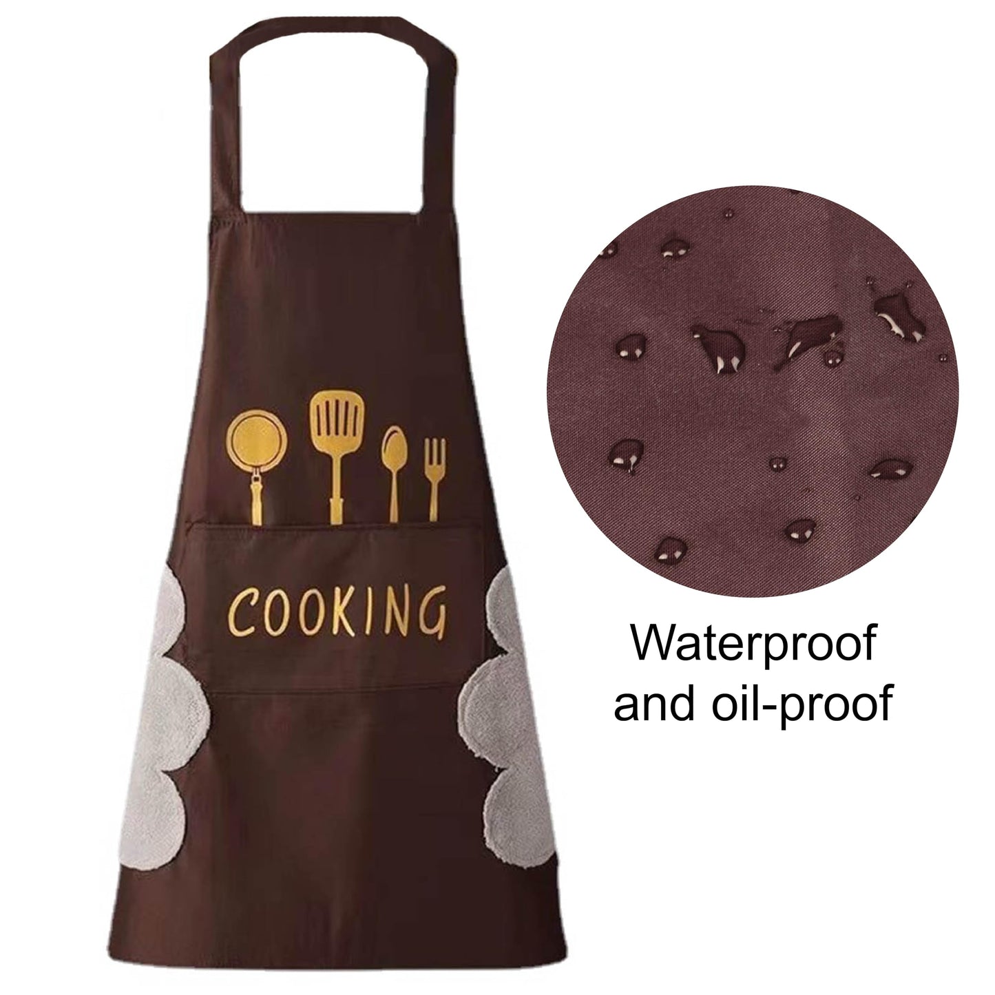 Kitchen Apron - Waterproof with Side Hand Wipes